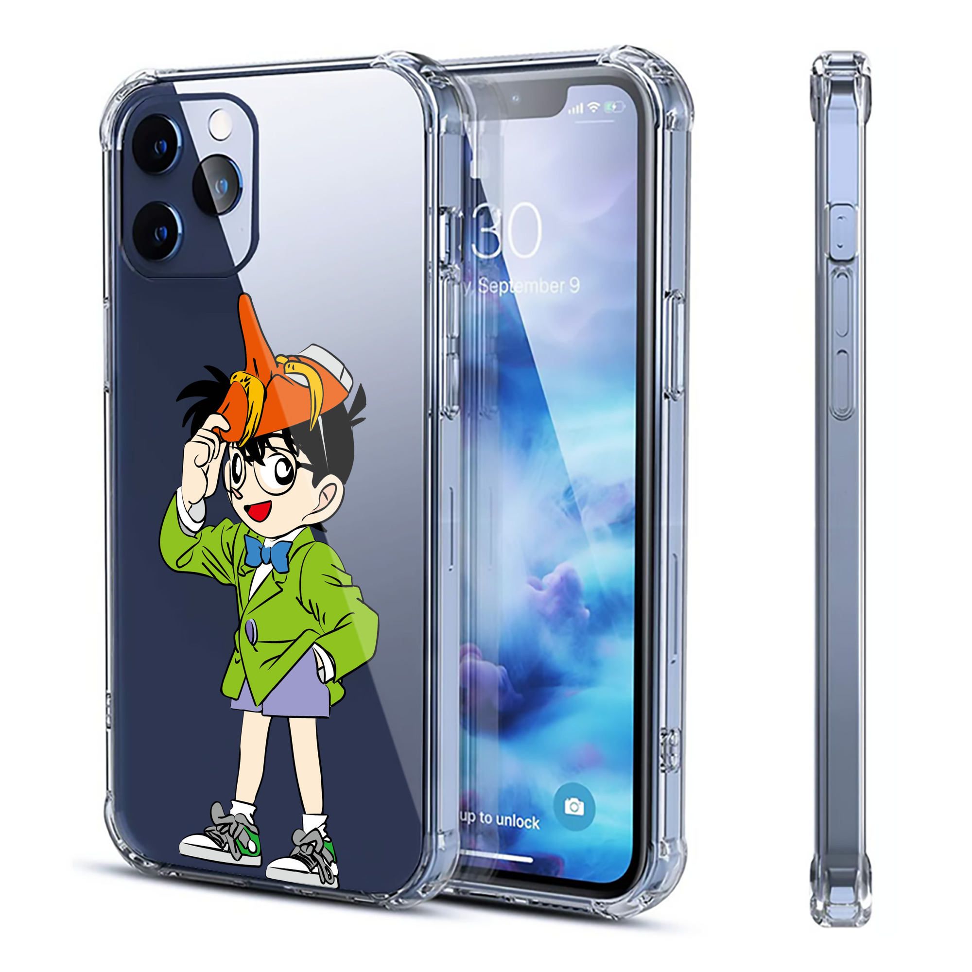 （画像用） 名探偵コナン 江戸川 コナン Detective Conan Conan Edogawa 【iPhone 12シリーズ対応】透明スマホケース（クリアソフトケース）